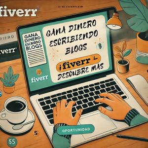 Persona en una computadora escribiendo un Blog para ganar dinero con Fiverr